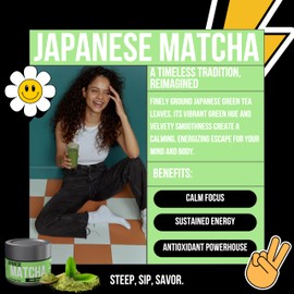 Revival Tea Company Japanese Matcha Powder - Green Tea Blend for Ceremonial Matcha Teas and Lattes - 1 Ounce