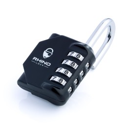 Rhino Lock Secure Lock (6mm Gym Edition) - Black 4 Digit Combination Padlock for Gym, School & Work Lockers (Black - Gym Edition)