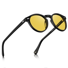 CARFIA Round Sunglasses for Women Polarised Women Sunglasses with 100% UV Protection, yellow lens