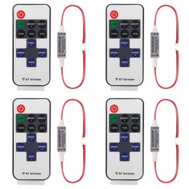 ACEIRMC 4pcs RF Mini Wireless Remote Controller 11 Key with DC 5-24 V for 3528 5050 Single Color LED Strip Lights Wireless Switch Control Dimmer (11 Key)