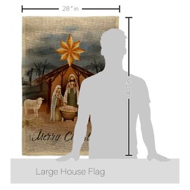 Breeze Decor Christmas Nativity Tapestry Wood Dowel Set Rod Home Applique Banner Textile Poster Flag Pole Room Wall Scroll Hanging Religious Gifts Birth of Jesus Indoor Decor, Made in USA