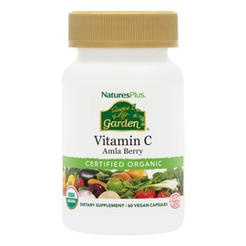 NaturesPlus Source of Life Garden Certified Organic Vitamin C - 500 mg, 60 Vegan Capsules - Whole Food Immune Support Supplement, Antioxidant - Vegetarian, Gluten-Free - 30 Servings