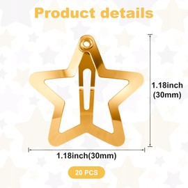 Joez Wonderful 20 Pcs Gold Star Hair Clips, 1.18"/3cm Metal Snap Hair Clips, Cute Star Clips Hair Barrettes, Non-Slip Fashion Star Hair Accessories for Women Girls