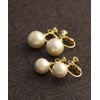 Vingtaine P14-27-10E Single Grain Cotton Pearl Earrings 0.4 inches (10