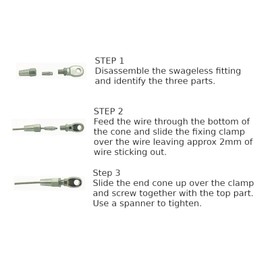 AB Tools 4mm Wire Cable Rope Eye Rigging Terminal Swageless DIY Fitting Stainless 316