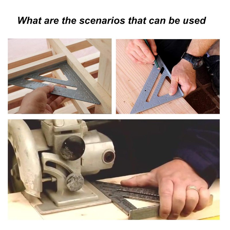 7" Triangle Ruler Protractor Measuring Tool, Aluminum Square Carpenter Layout