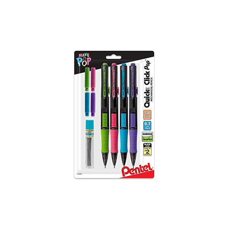 Pentel Quick Click Pop - Portaminas, Surtido con gomas de