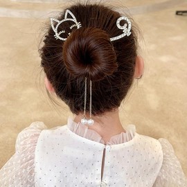 Cat Hair Clips for Women Large Clips for Hair Cute Animals With Rhinestone Designs Hair Claws Pearl Tassels Claw Clips for Women Large Hair Claw Clip Hair Clip for Thin Hair