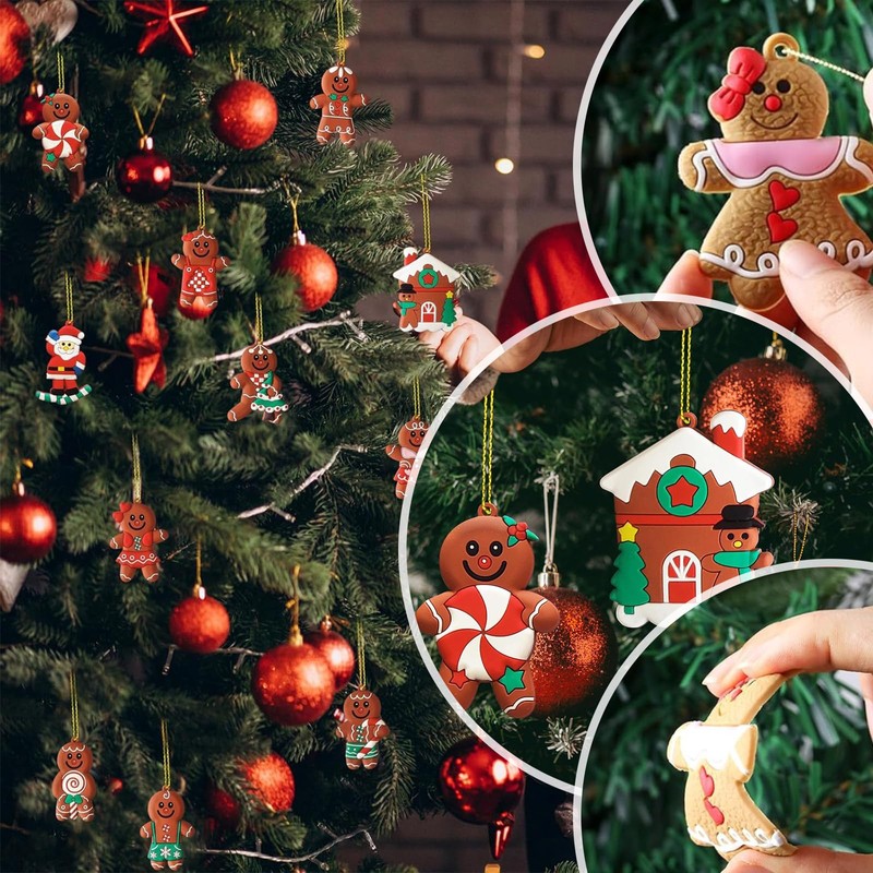 DHSUN Christmas Tree Ornaments, Gingerbread Man Pendants, 12 Pieces, Hanging