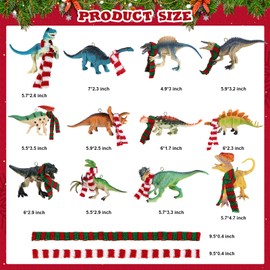 12 Pieces Dinosaur Ornaments for Christmas Tree, Cute Dinosaur Christmas Decorations Set, for Christmas Dino Themed Birthday Party