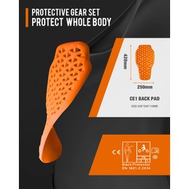 BORLENI CE Level 1 Back Armor Protection Pad and CE Level 2 Elbow and Shoulder Certified Armor Pads Set, Motorcycle Armor Protector Inserts for Motorcycle Jackets