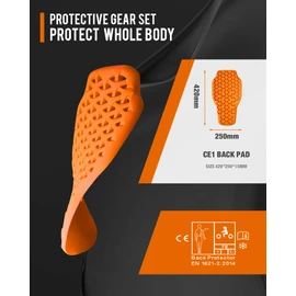 BORLENI CE Level 1 Back Armor Protection Pad and CE Level 2 Elbow and Shoulder Certified Armor Pads Set, Motorcycle Armor Protector Inserts for Motorcycle Jackets