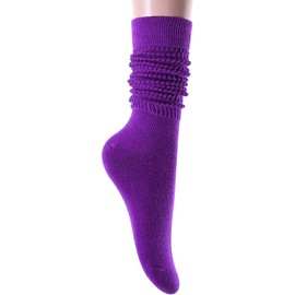 Zmart Slouch Socks Women Knee High Tube Purple Socks, Soft Scrunch Socks 80s 90s Socks Size 5-10