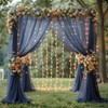 10×10ft Navy Blue Tulle Backdrop Curtain with Lights String for