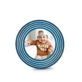 BHAVATU Wall & Tabletop Frames Acacia Wood 4"X 4" Round Picture Frame Blue for Tabletop Display, Retro Home Display Retro Home Décor