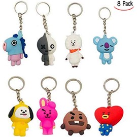 Jzhen 8 Pcs Keychain Cute Key Chain Cartoon Keychain Bag Pendant Keyring for Women Girls Gift