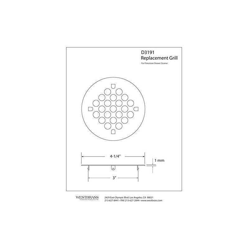 Westbrass Florestone Snap-In Shower Strainer, Polished Chrome, D3191-26