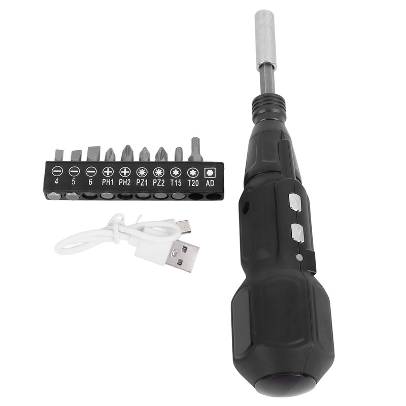 Cordless Electric Screwdriver with LED Light Alloy Steel 900mAh USB