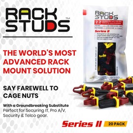 Rackstuds R20 Series II - Server Rack Screws 20 Pack | Cage Nut Replacement | Red 2.22mm/0.086" | A Faster, Easier Solution for Rack mounting Gear in 19" Racks with Square Punched Vertical Rails