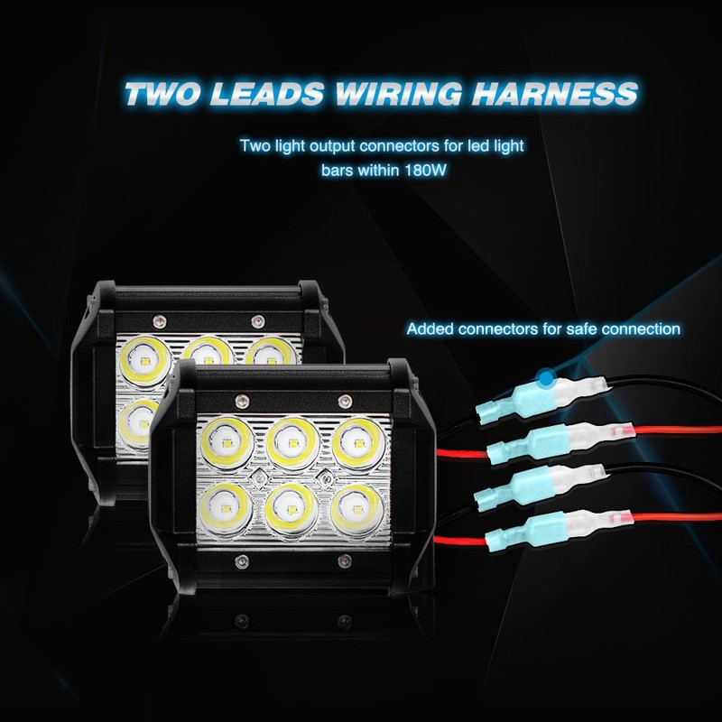 Nilight LED Light Bar Wiring Harness Kit 16AWG 12V On