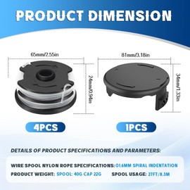 CHIHOLEN Pack of 4 Grass Trimmer Line Spool Compatible with Parkside TLP-01, Replacement Thread Spool for Parkside PRTA 20-Li A1/B1/B2/C3, PRT 300 A1, PRT 550 A1/A3, Diameter 1.6 mm - 8.3 m Length (4