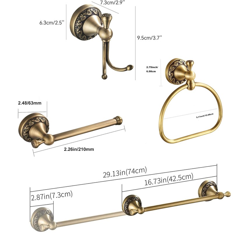 Antique Brass Toilet Paper Holder Towel Ring, Antique Towel Hook