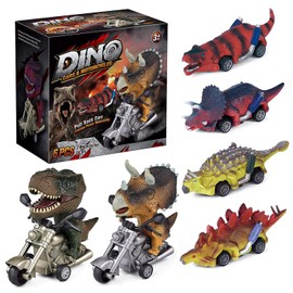 Dinosaurios Juguetes para Niños, 6 Piezas Carritos Juguetes para Niño, Juguete de Dinosaurio Deslizantes de Motocicleta, Carro de Dinosaurios Regalos para Niños y Niñas de 2 3 4 5 6 7 Años