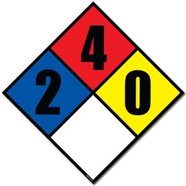 NFPA 704 2-4-0 Propane Diamond Sign - 10.5 x 10.5 Inch Self-Adhesive Vinyl Placard (1 Pack)