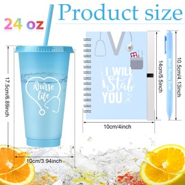 Skylety 36 Pcs Nurse Gifts Set 12 Appreciation Tumbler 12 Notebooks Motivational Journals 12 Thank You Ballpoint Pens 2025 Nurse Week CNA Gifts for Women(Style E)
