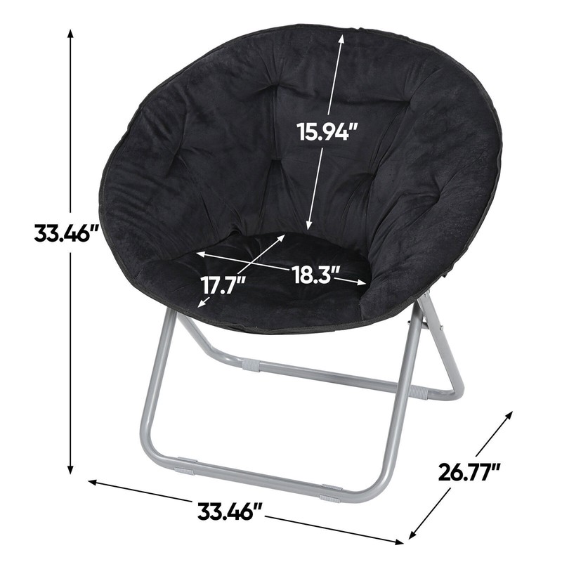 SEGAWE Foldable Oversized Soft Faux Fur Saucer Moon Chair Metal