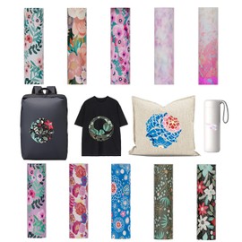Uadme Infusible Ink Film, Pack of 10, 11.5 x 30.5 cm Infusible Transfer Ink Sheets, 4.5 x 12 Inch Pre-Printed Dyed Sublimation Paper, Iron on T-Shirt and Cup (Flowers)