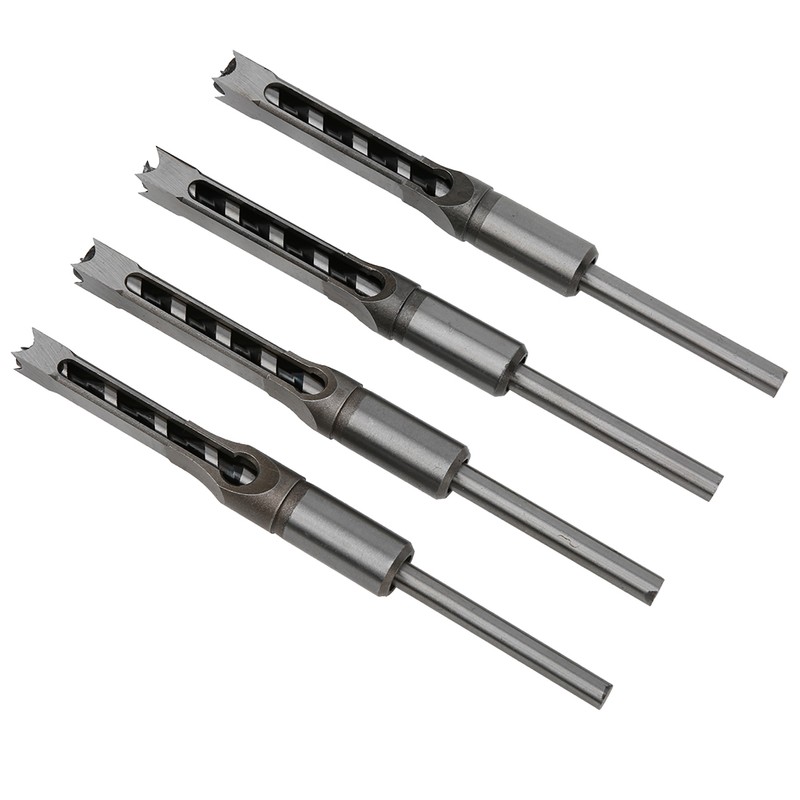 4Pcs Square Hole Drill Bits Woodworking Bearing Steel Wood Drilling