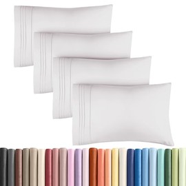 Juego de 4 fundas de almohada tamaño queen - Fundas de almohada de calidad hotel ultra suaves - Cómodas, acogedoras y sin arrugas - Resistente al encogimiento y la decoloración - Protectores de