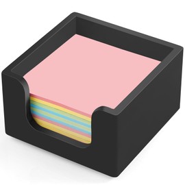Sticky Note Holder, Wood Post It Note Dispenser for Office Desk Accessories, Self Stick Note Pad Holder, Memo Pad Holder Dispenser Organizer for School Office Desk Supplies, Black