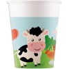 Procos - Paper Cups FSC Animals Farm Party (200 ml), 8 Pieces, Multicoloured, 94175