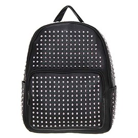 Valigeria.shop Backpack Women's Girls Rivets Casual City Backpack with Studs Made of Faux Leather for Travel Leisure Work School 20 Litres Offer Zip Gift Idea Black S, black
