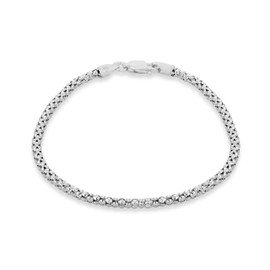 Tuscany Silver Sterling Silver Rhodium Plated Bracelet with 250 Popcorn Chain - 19cm, Silver