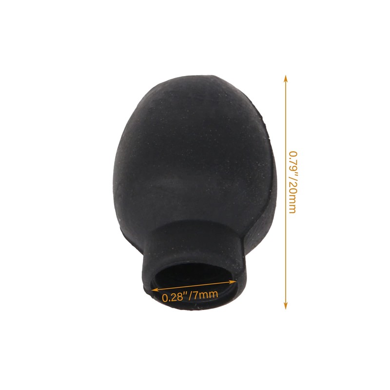 Mxfans 4pieces Black Rubber Drumstick Silent Practice Tip Oval Shape