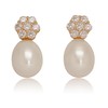 Finatso Sterling Silver Stud Cultured Pearl Flower Earrings (White Yellow)