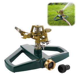 Metal Lawn Sprinkler, Pulsating Sprinkler for Gardena Irrigation, Impulse Sprinkler with Stand and Base, Automatic Water Sprinkler Lawn, Pulsation Sprinkler, 360 Degree Rotatable