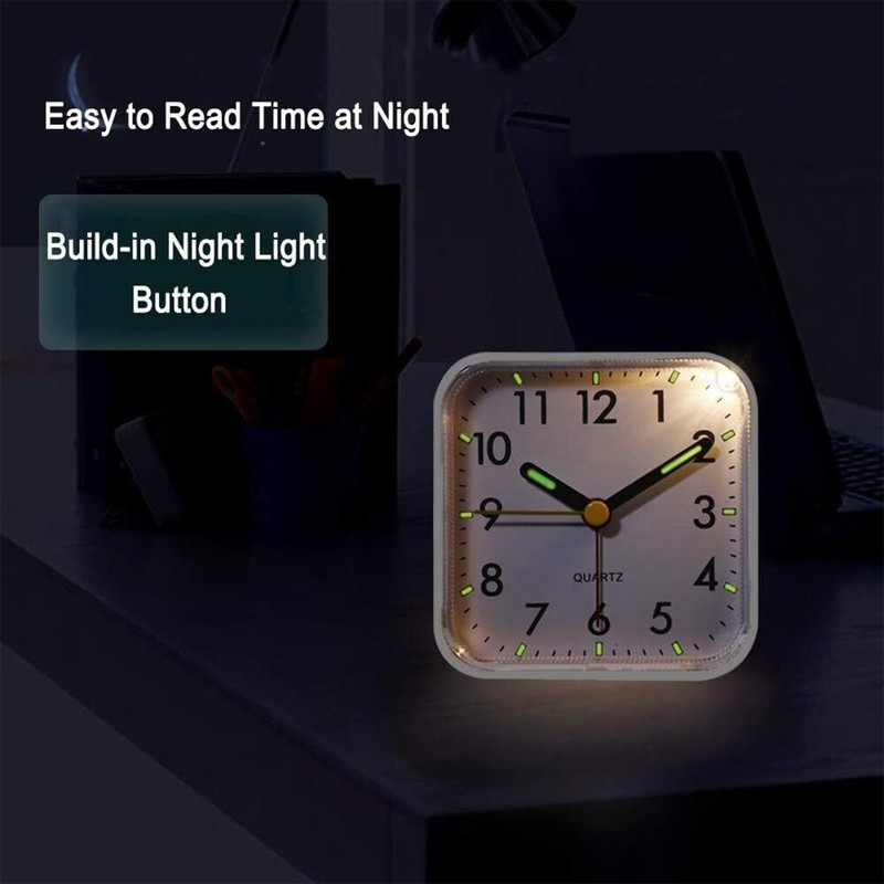 Night Light Small Alarm Clock | Silent Non-Ticking Quartz Clock