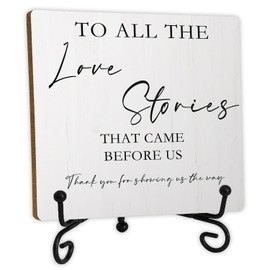 SkipTiger Generations Of Love Wedding Sign,To All The Love Stories That Came Before Us Wood Desk Sign Plaque,Wedding Table Signs,Wedding Signs For Reception,Wedding Party Decorations,5x5 Inches