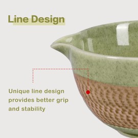 CAMATET CAMATET Matcha Bowl with Spout, 500 ml/18 oz Ceramic Matcha Mixing Bowl, Japanese Ceremonial Matcha Chawan for Matcha Powder/Salad/Fruit/Soup/Tea - Matcha Green