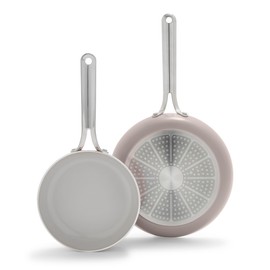 GreenPan Nova 8in and 10in 2 Piece Frying Pan Skillet Set, Healthy Ceramic Nonstick, PFAS-Free, Induction Suitable, Dishwasher and Oven Safe, Clay