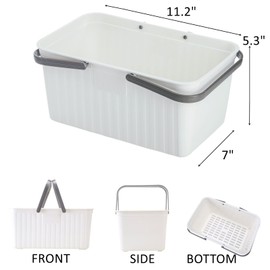 ZOOFOX 3 Pack Plastic Storage Basket with Handle, Portable Shower Caddy Tote, Shelf Storage Basket Organizer Bins for Bathroom, Pantry, Kitchen, College Dorm