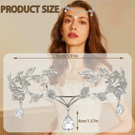 FAINCA Elf Crown, Elf Jewellery, Forest Fairy Elves Crown, Retro Elves Headpiece, Wedding Bridal Tiara, Elf Headpiece, for Cosplay, Weddings, Alloy, rhinestone, glass, none