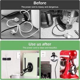 Cord Organizer for Appliances, 8 Pack Upgraded Kitchen Appliance Cord Organizer Stick On Appliance Wire Organizer Wire Wrapper for Kitchen Appliances Mixers, Coffee Maker, Pressure Cooker