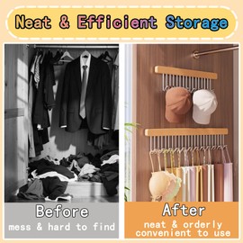 valet rod for closet pull out,Space Saving Hanger with 8 Hooks for Belts, Ties, Bras,Extendable 7.28inch, Holds 23lbs (Right)