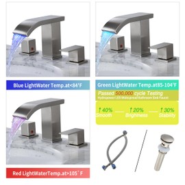 Bathroom faucets 3 Hole Widespread Bathroom Faucet Bathroom Sink Faucet 8 inch Bathroom Faucet Bathroom Sink Faucet 3 Hole Vanity Faucet Sink Faucet Bathroom with Pop Up Drain (Brushed Nickel)