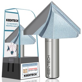 KEENTECH V Groove Router Bit 1/2" Shank, 90-Degree V Bit for Woodworking, Industrial Grade Carbide Router Bit, 2" Diameter x 1-11/64" Cutting Depth